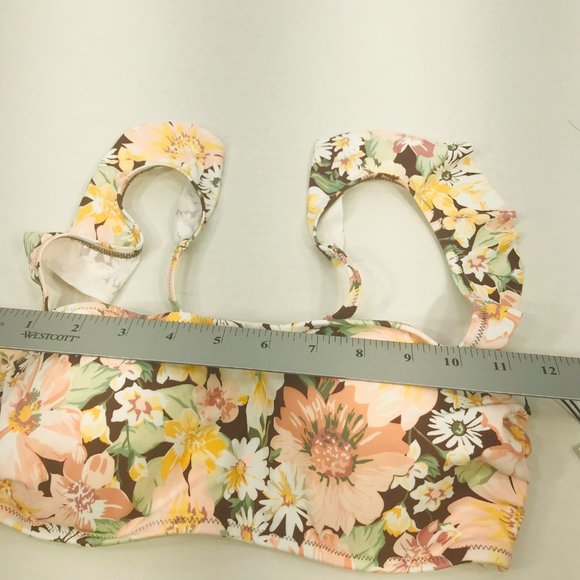 Shade And Shore Women's Size 34C Ruffle Strap Bralette Bikini Swim Top Cinnamon - Picture 8 of 13